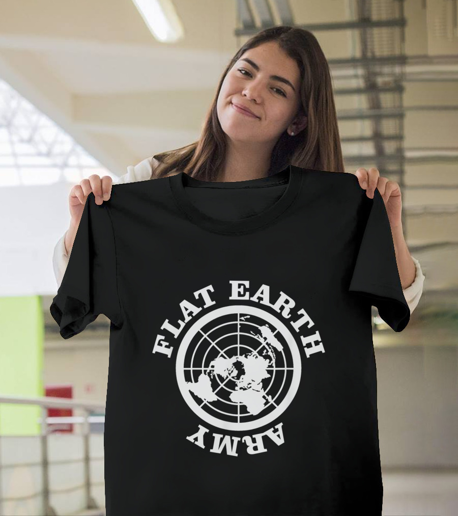 Flat Earth Army World Map T-Shirt