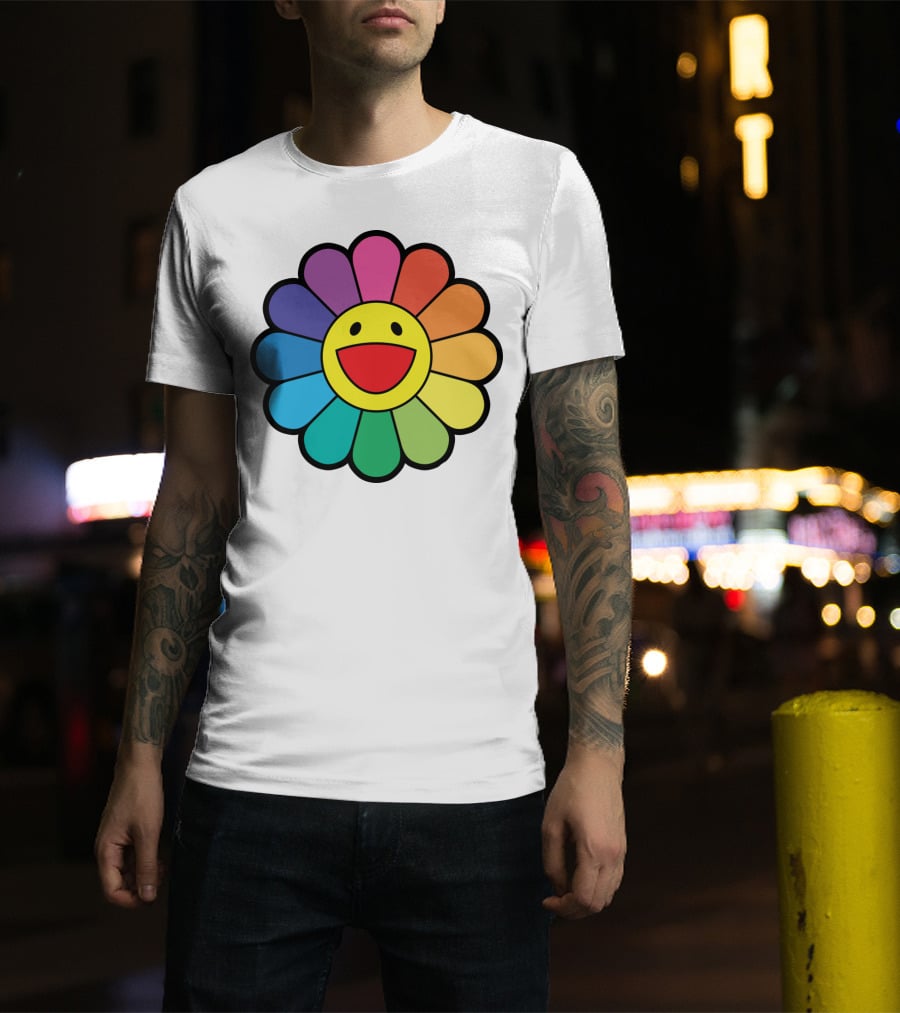Takashi Murakami Smiling Flower Rainbow Colors T-Shirt