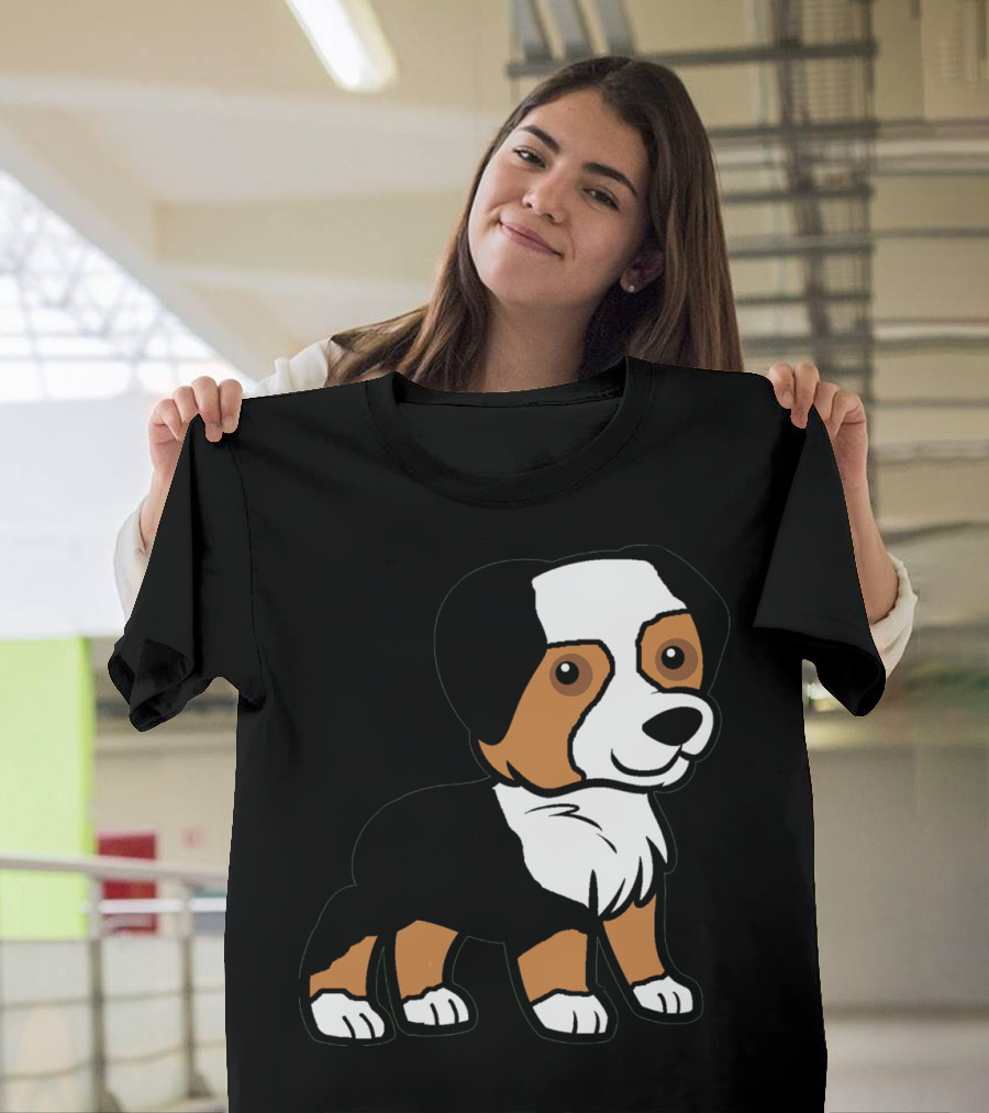 Australian Shepherd Black Tri Cartoon Puppy T-Shirt