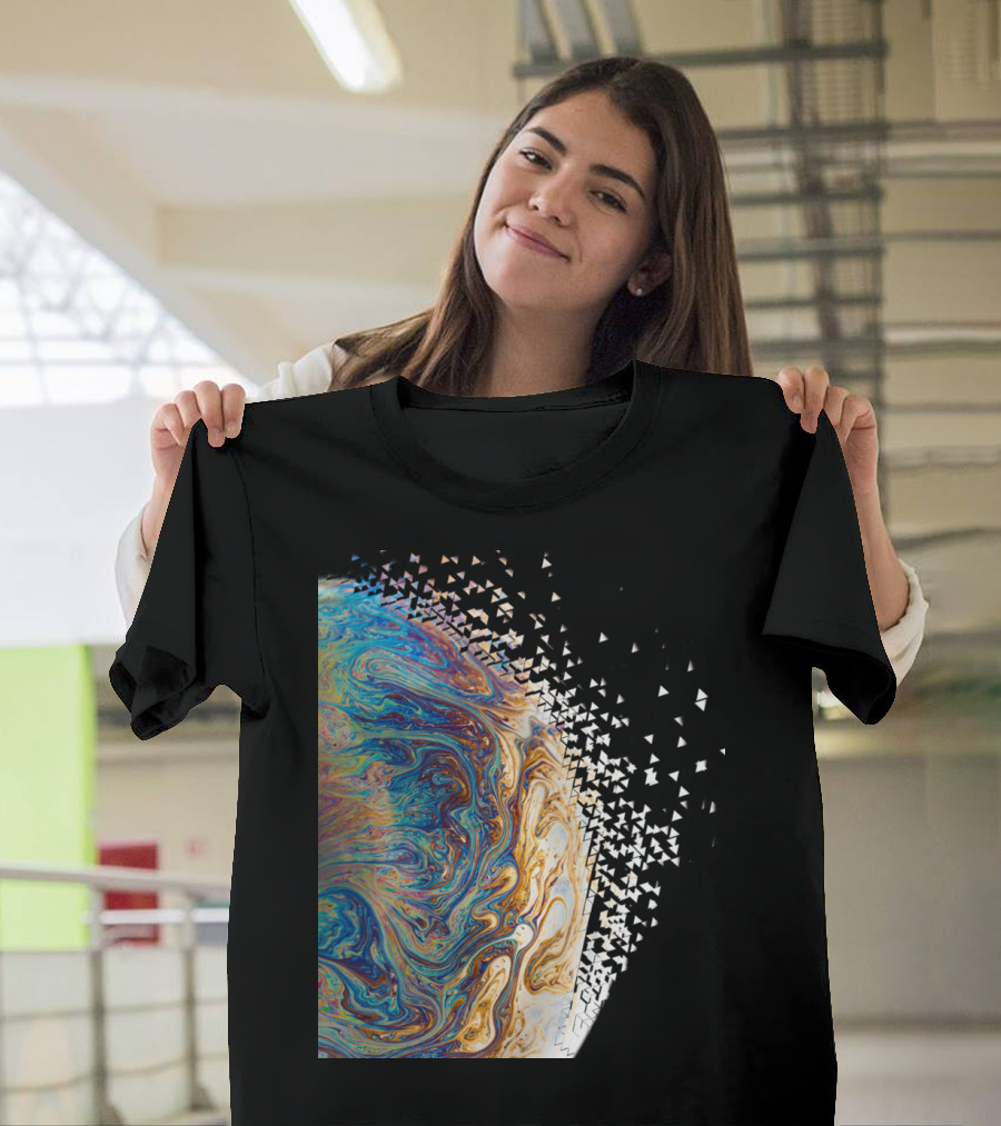 Dissipation of a Marbled Liquid Planet with Fragmenting Triangle T-Shirt