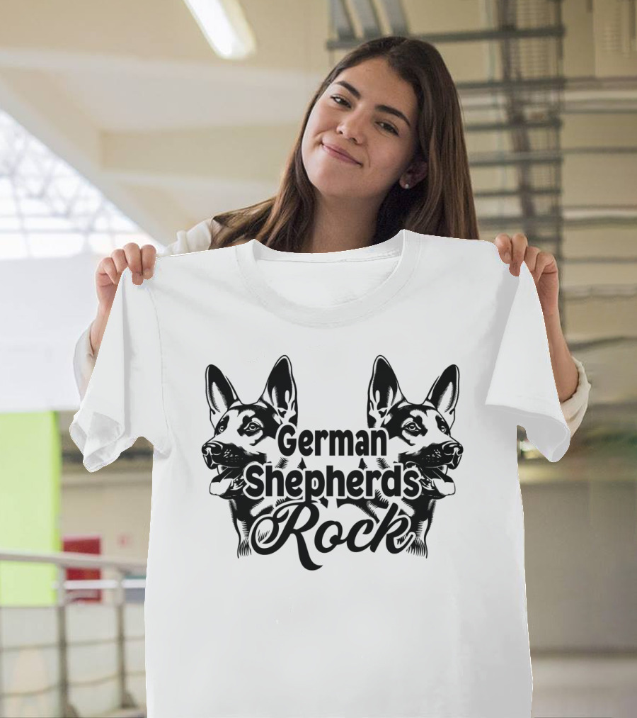 German Shepherds Rock with Dual Dog T-Shirt