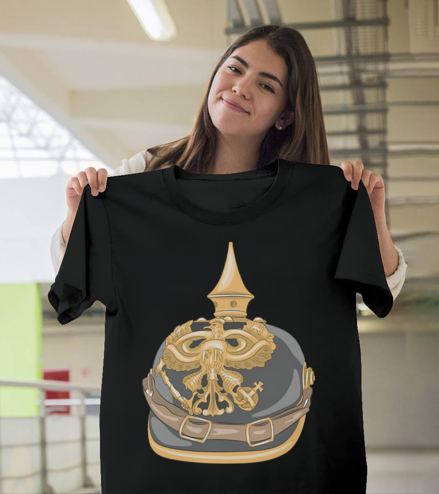 German Pickelhaube Helmut Prussian Eagle Helmet Design FR Emblem T-Shirt