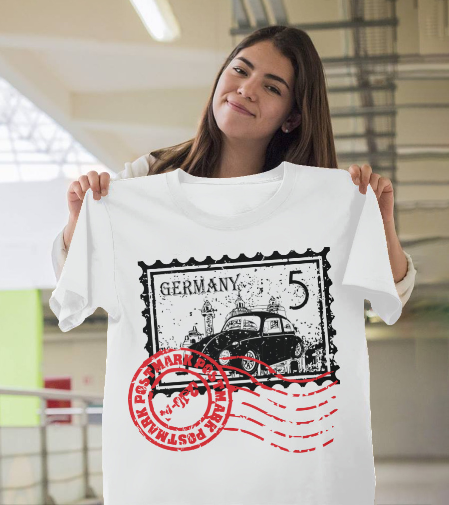 Germany Vintage VW Bug Postage Stamp with Postmark T-Shirt