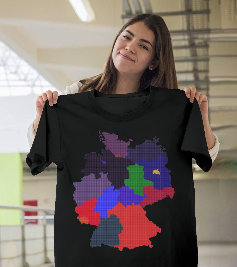 Germany Pixelated Map Colorful Regions T-Shirt