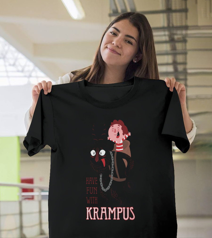 Have Fun with Krampus Festival Mischief Playful Child Riding Krampus T-Shirt