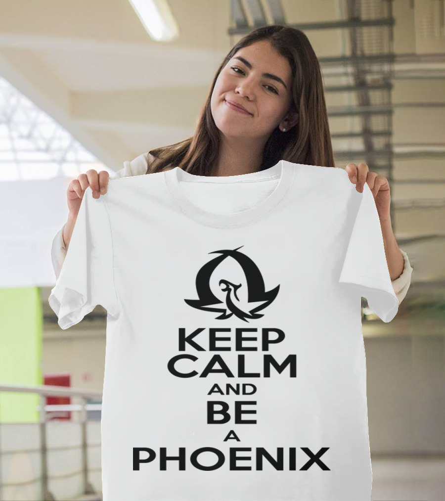 Keep Calm and Be a Phoenix with Stylized Flaming Bird T-Shirt