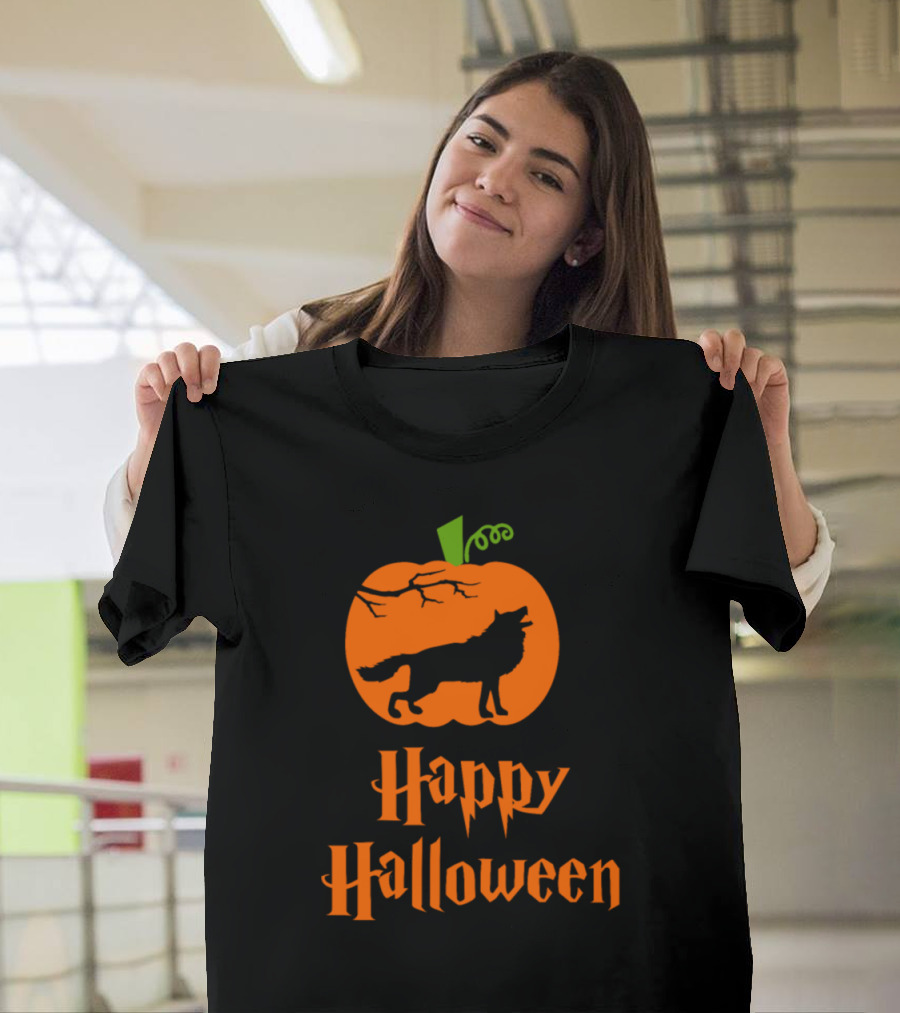 Happy Halloween Pumpkin Wolf T-Shirt