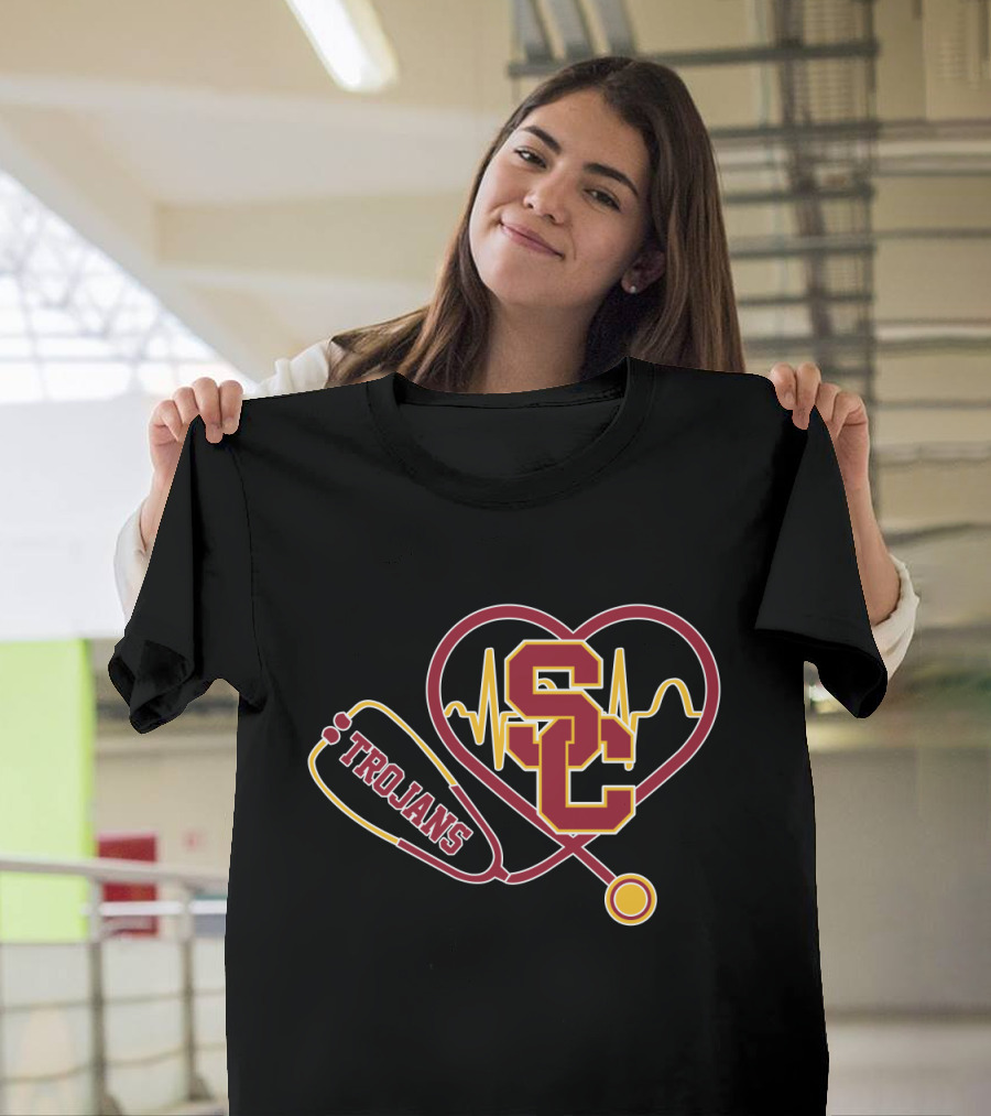 USC Trojans Heartbeat Stethoscope T-Shirt