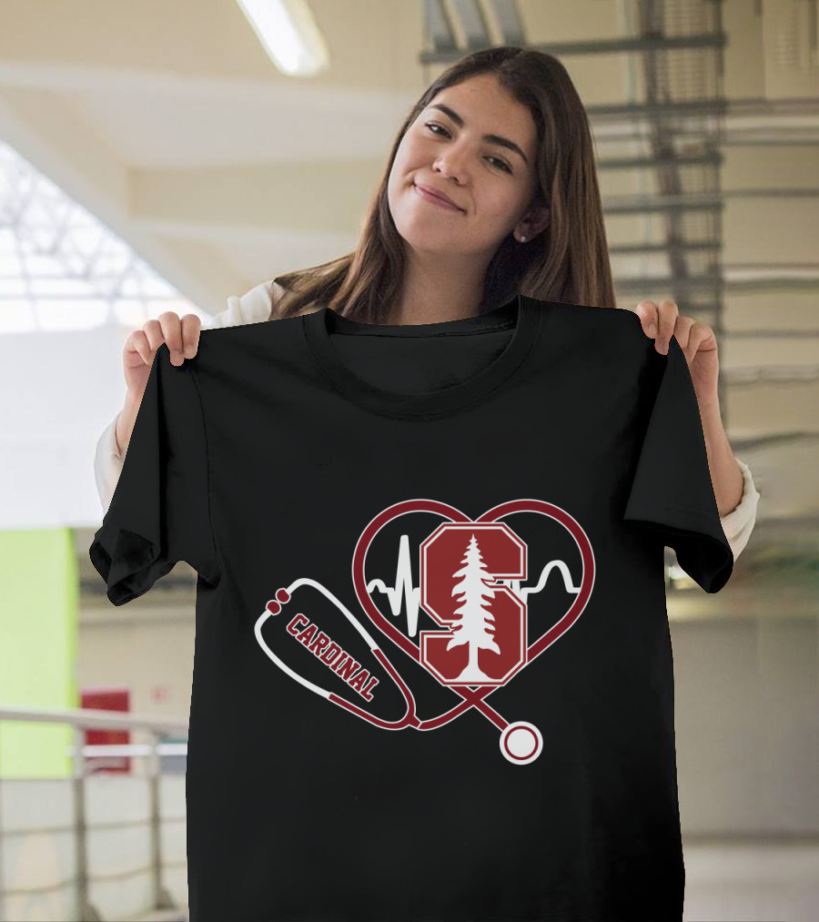 Stanford Cardinal Medical Stethoscope Heartbeat T-Shirt