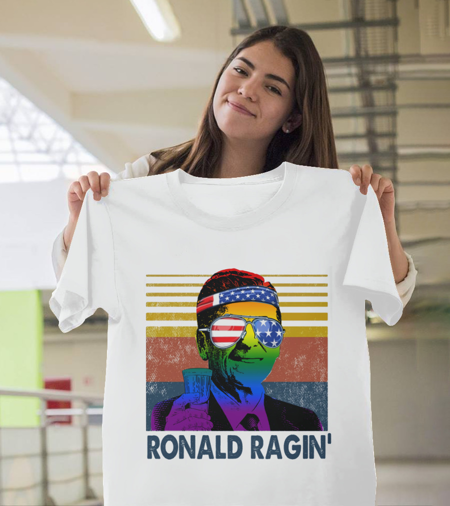 Ronald Ragin Rainbow Americana Bandana Sunglasses Flag Stripes T-Shirt