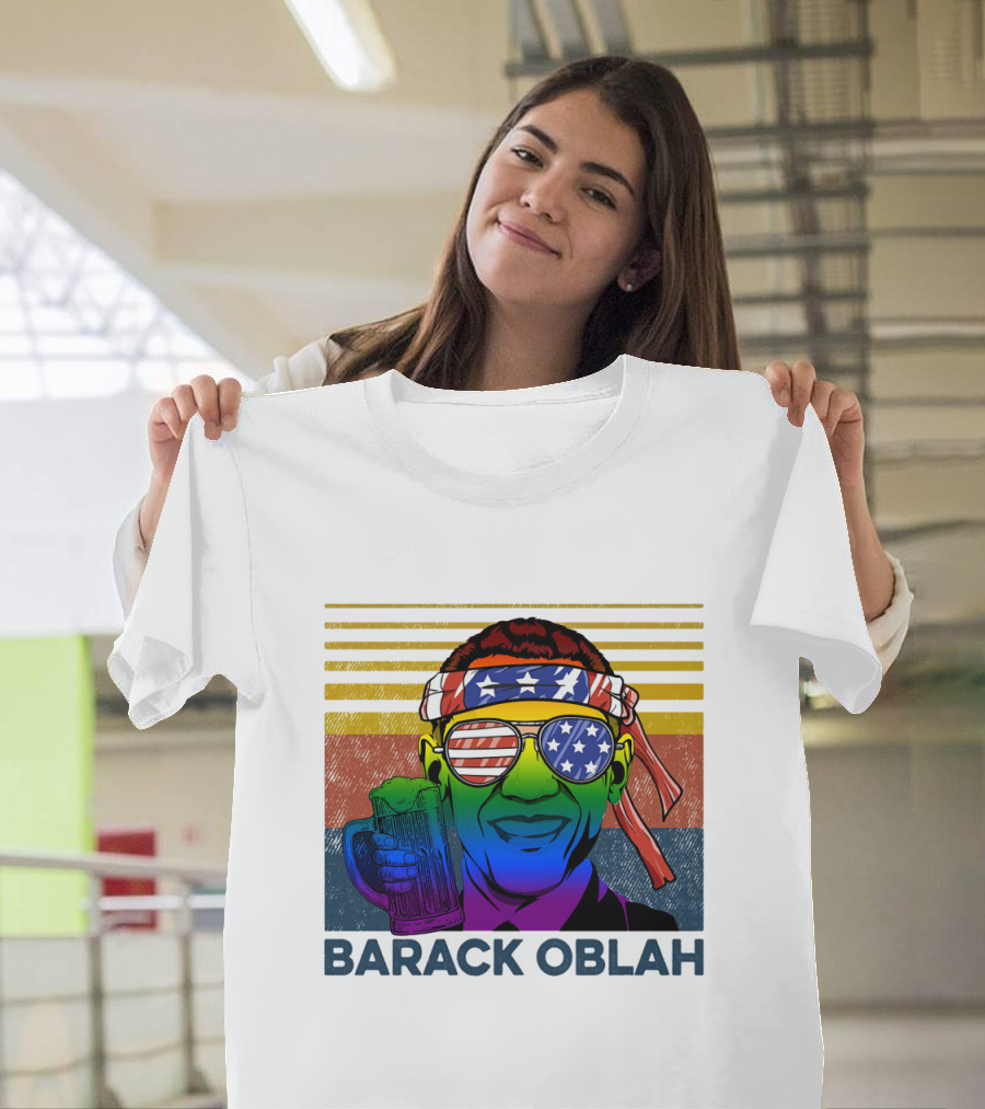 Barack Oblah Patriotic Headband Rainbow Sunglasses Beer Mug T-Shirt