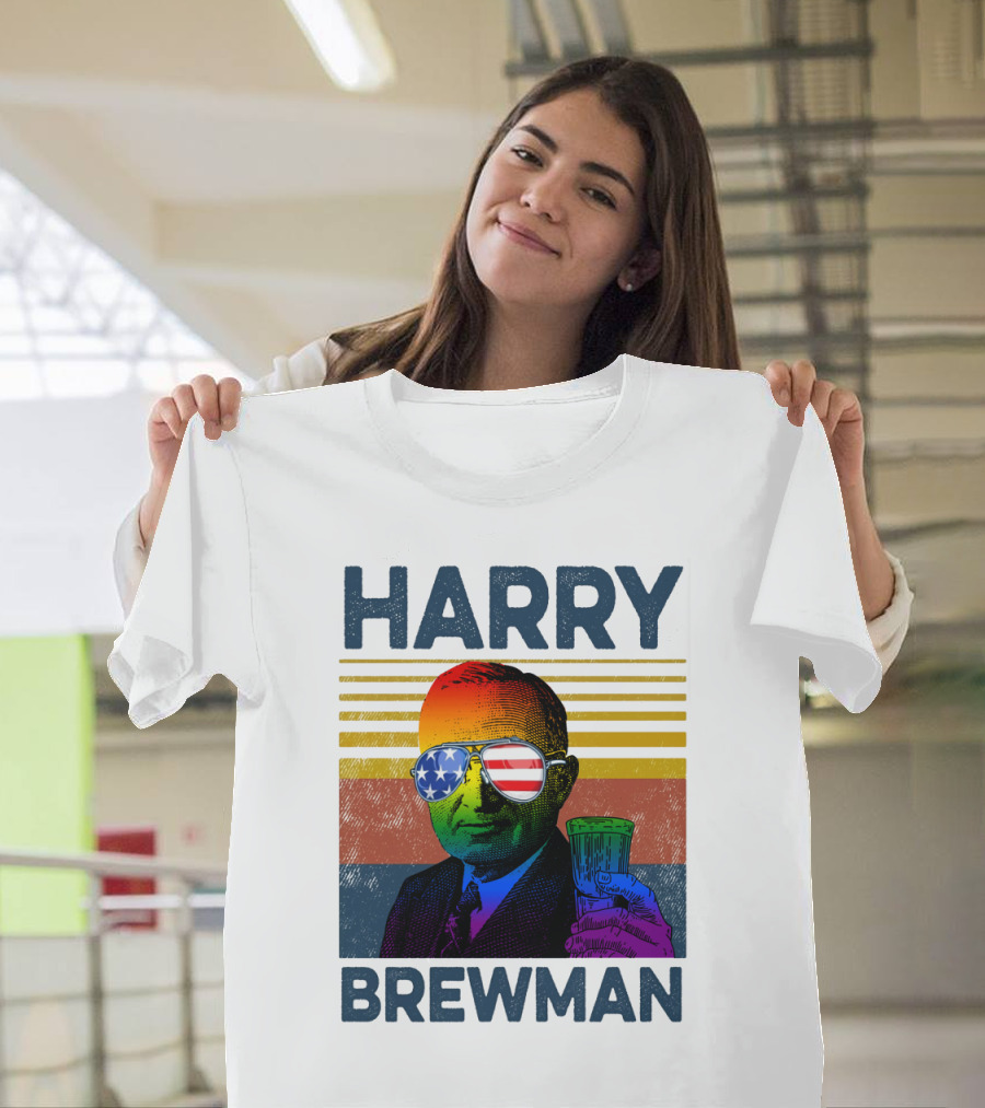HARRY BREWMAN Patriotic Sunglasses Beer Drink T-Shirt