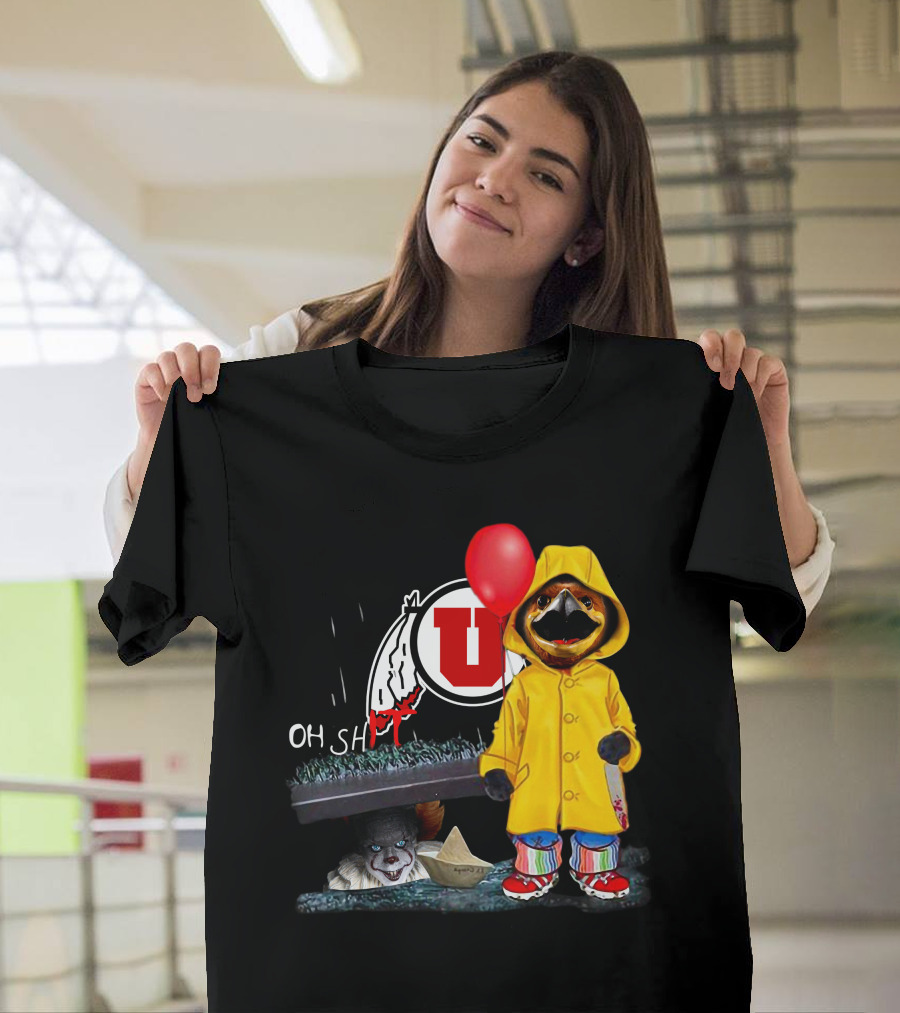 Utah Utes Oh Shh Pennywise Yellow Raincoat Red Balloon T-Shirt