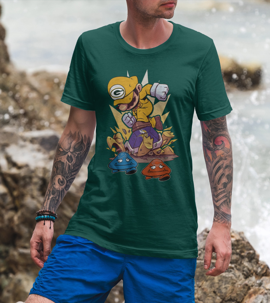Green Bay Packers Mario Jumping On Minnesota Vikings Goombas T-Shirt