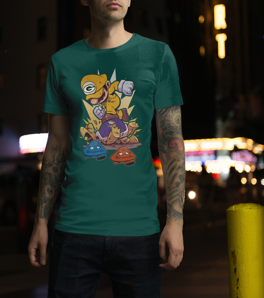 Green Bay Packers Mario Jumping On Minnesota Vikings Goombas T-Shirt