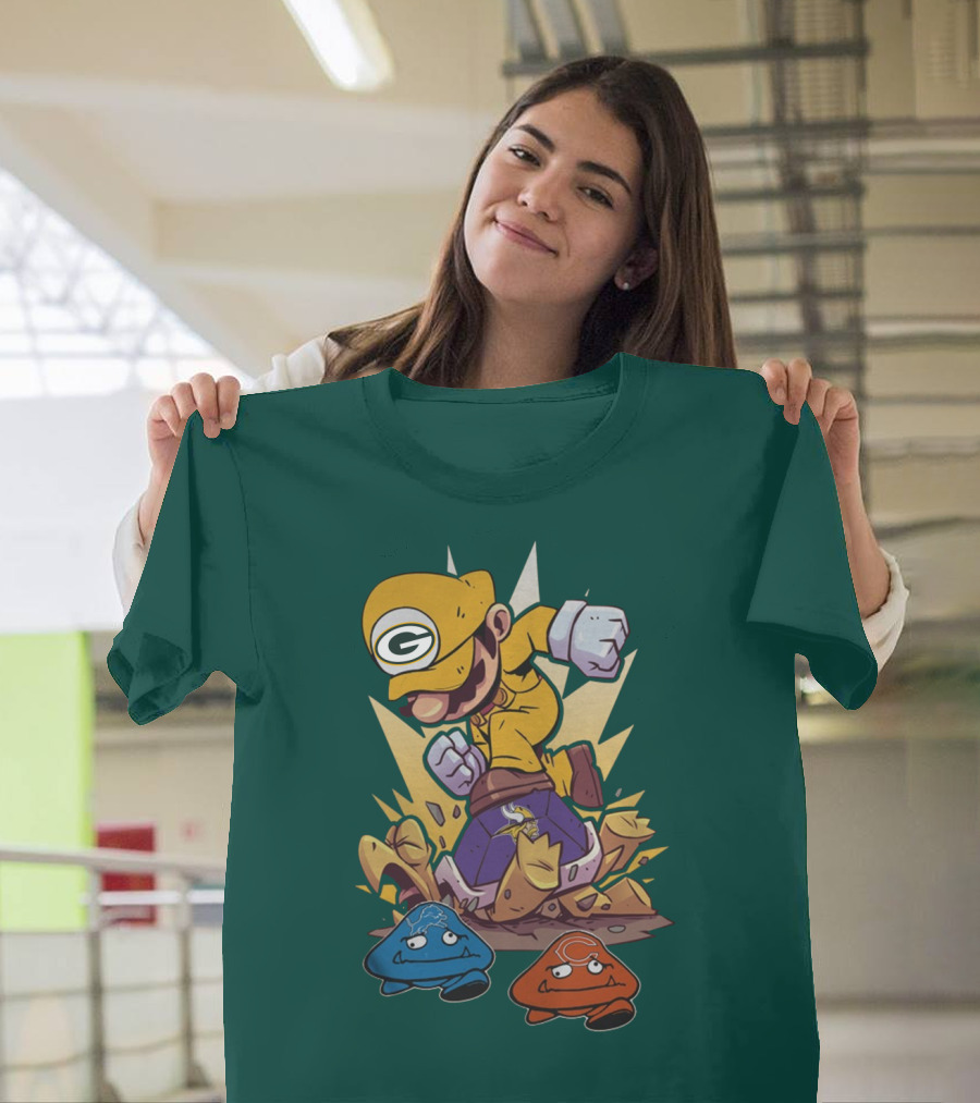Green Bay Packers Mario Jumping On Minnesota Vikings Goombas T-Shirt