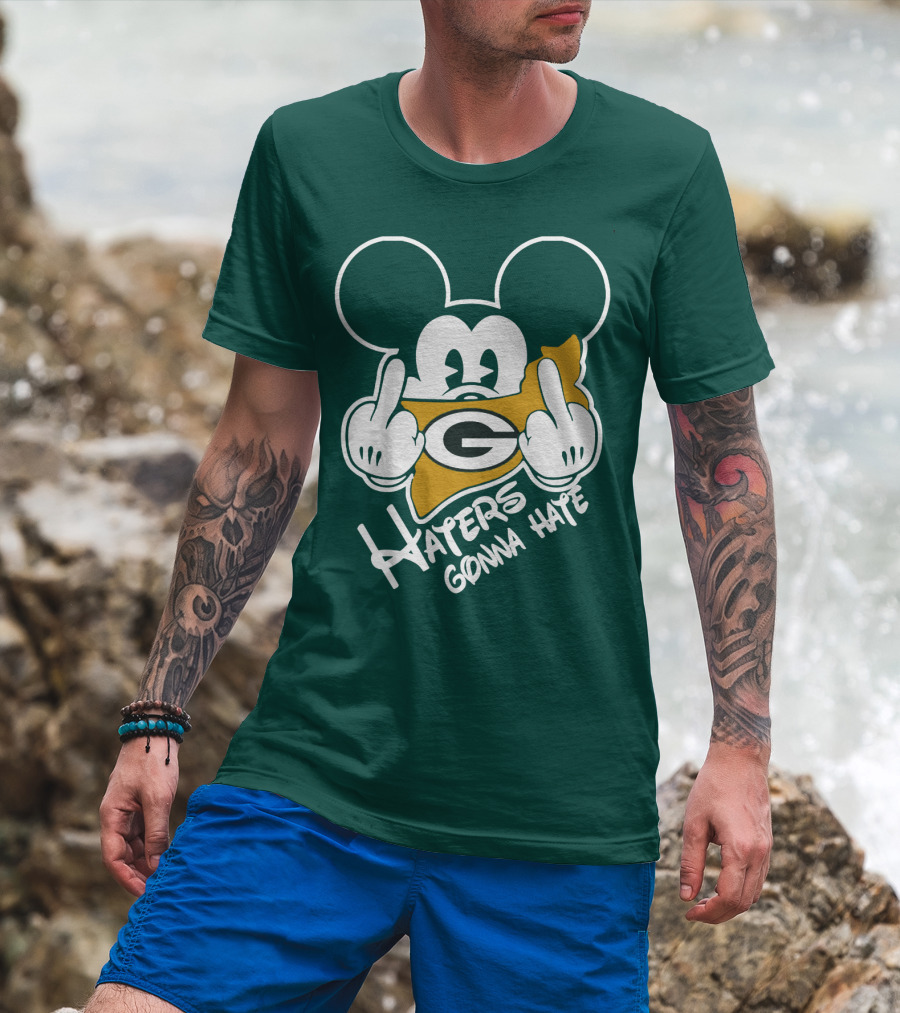 Packers Logo With Mouse Ears And Haters Gonna Hate T-Shirt