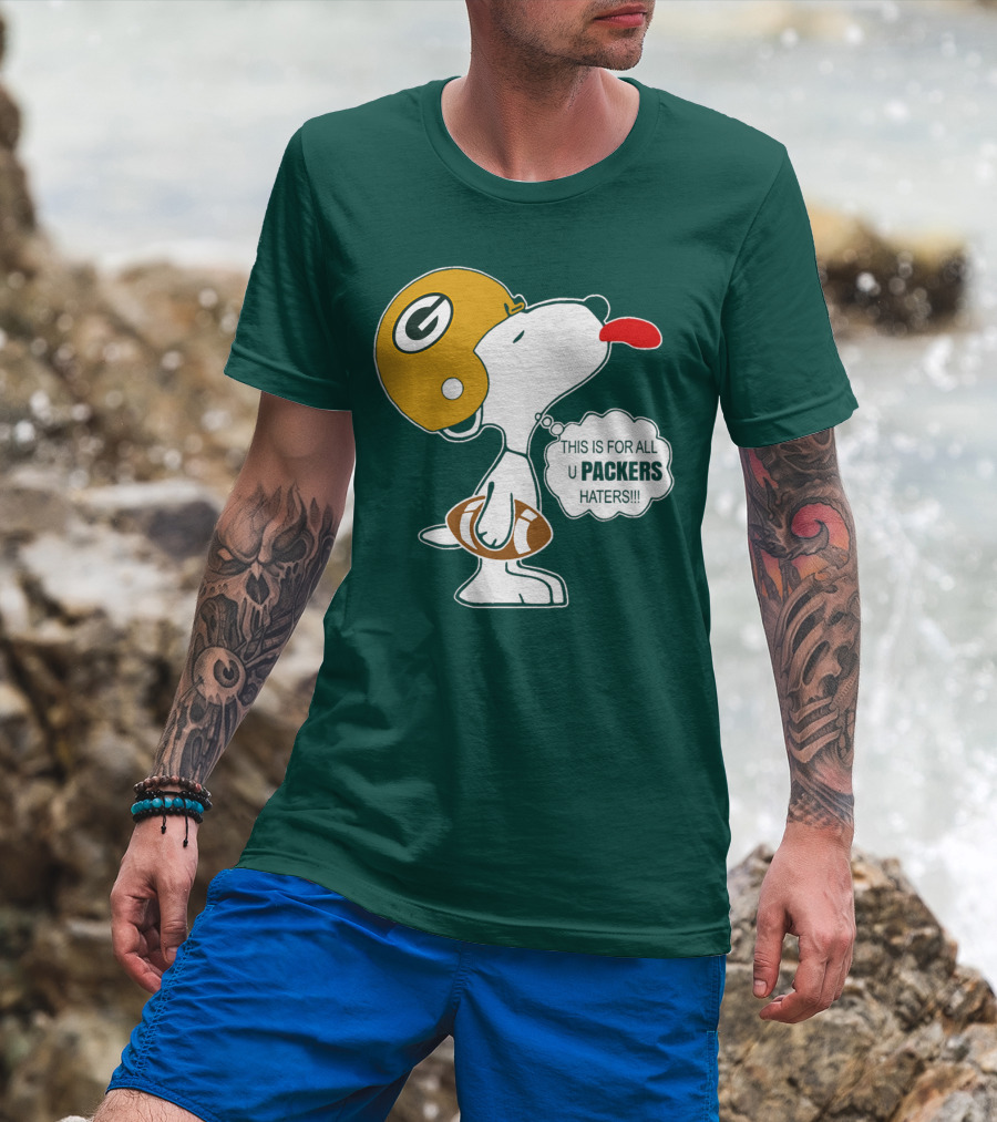 Green Bay Packers Snoopy Helmet Football Packers Haters T-Shirt