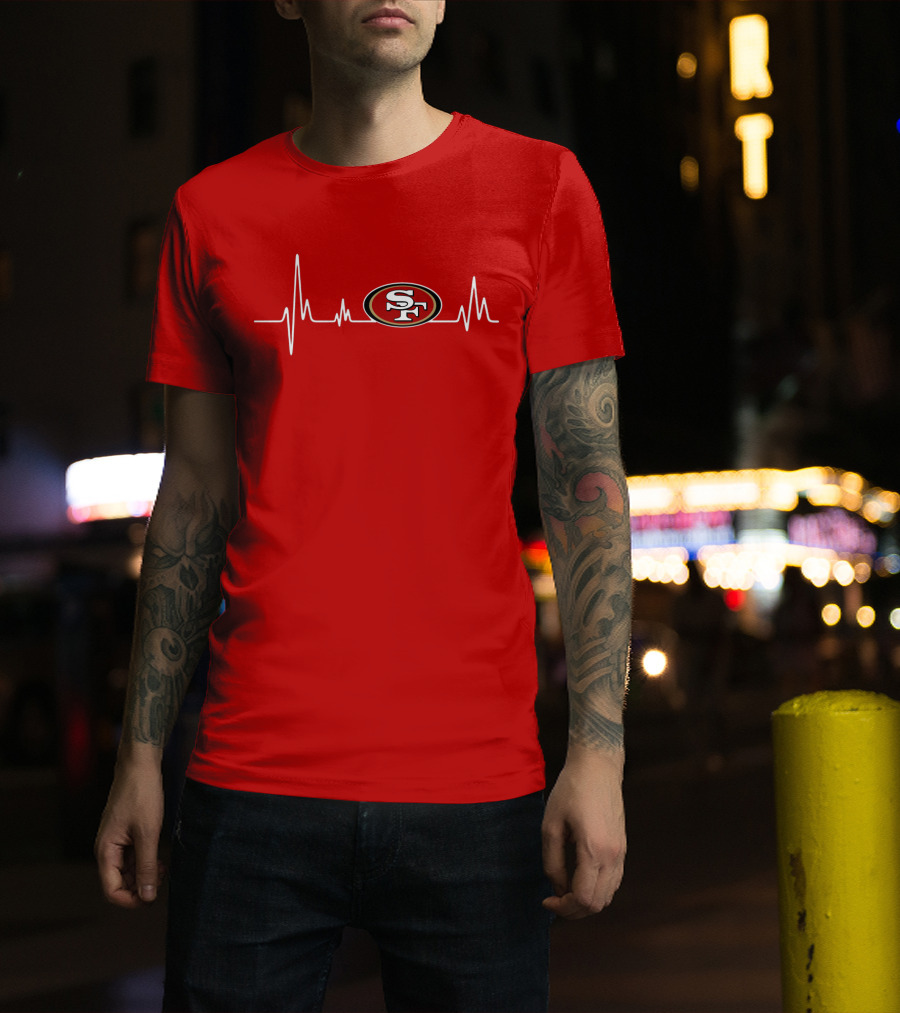 San Francisco 49ers Heartbeat Logo Red T-Shirt