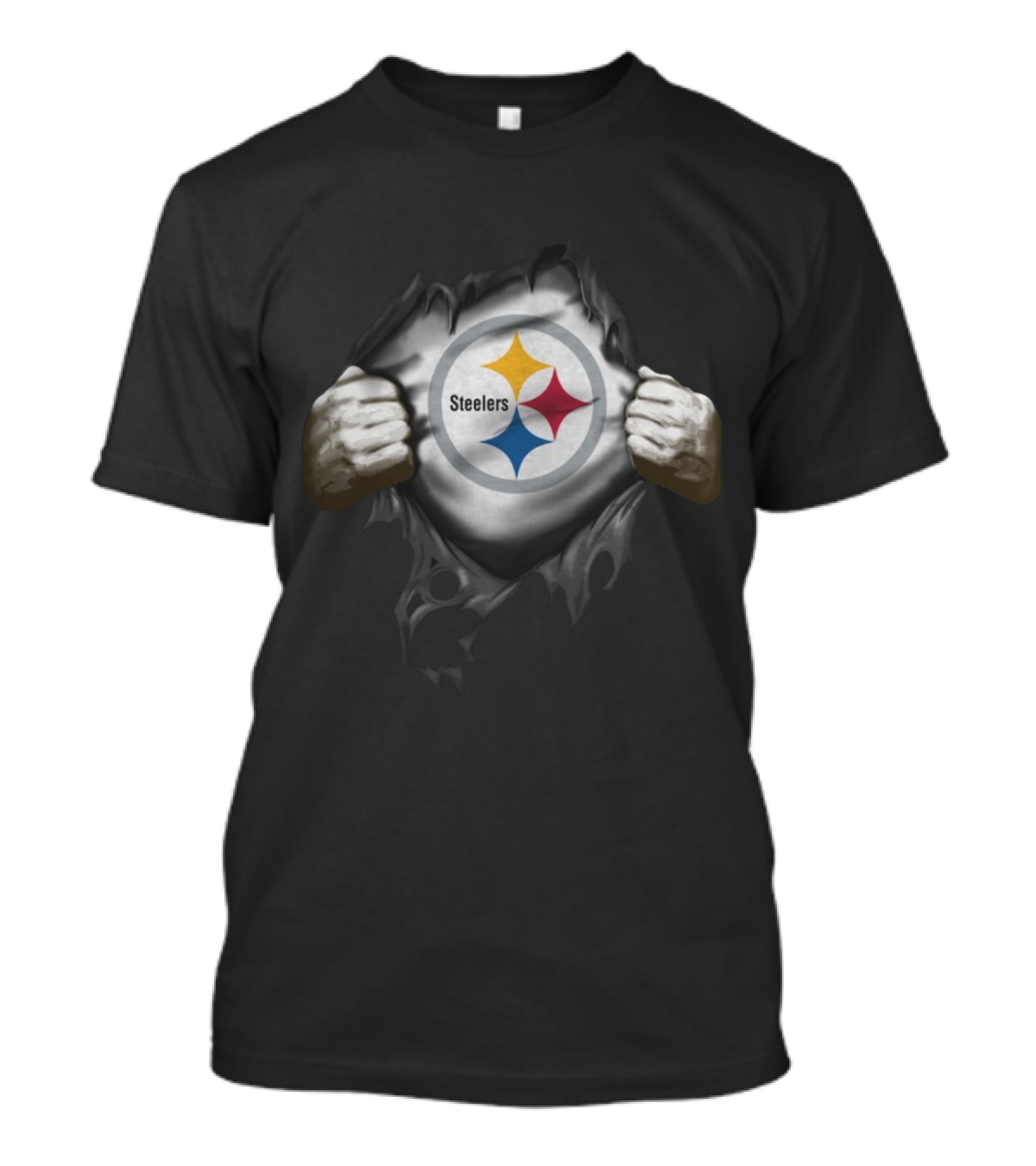 Steelers Logo Breaking Through Fabric T-Shirt