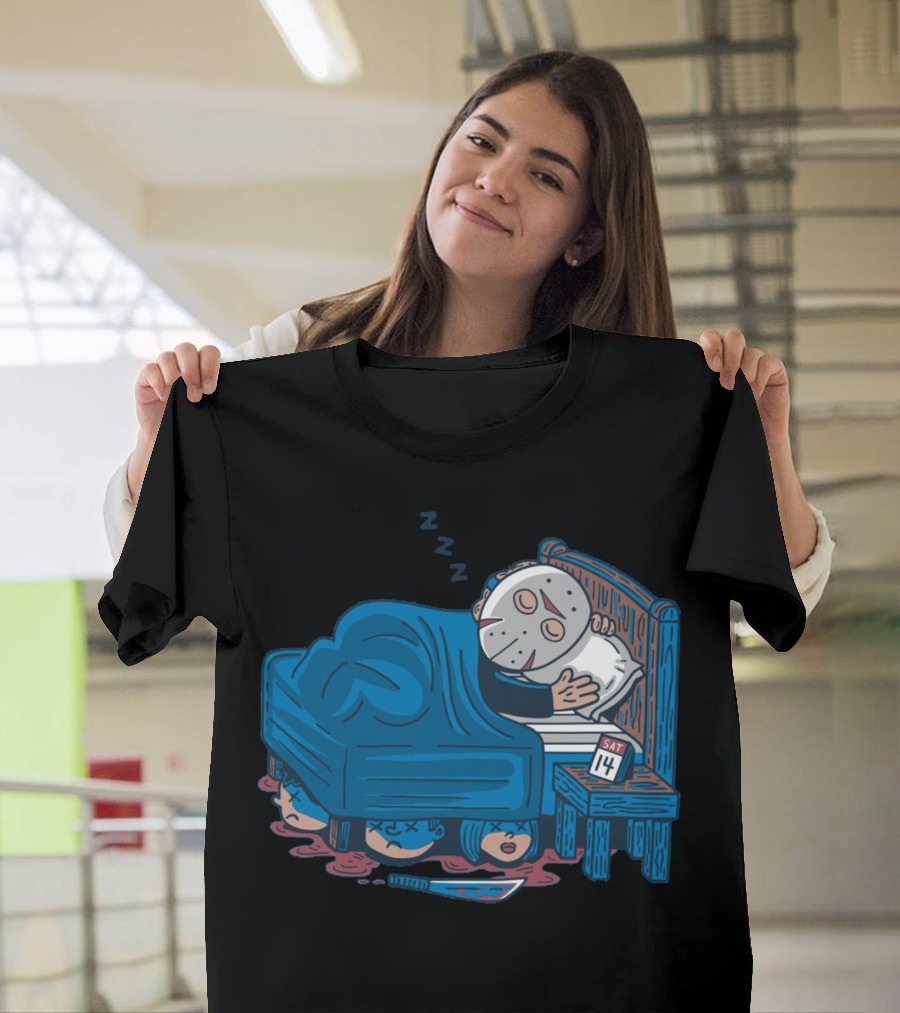 Jason Voorhees Lazy Saturday Sleeping Mask Calendar Knife T-Shirt