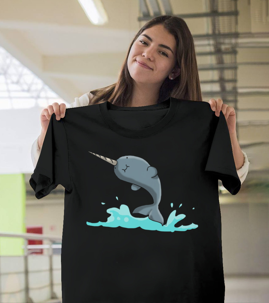 Narwhal Splashing Cartoon T-Shirt