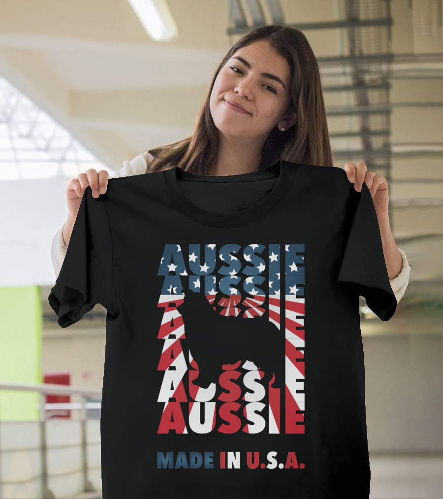 Aussie Flag Silhouette Made in U.S.A. Text T-Shirt