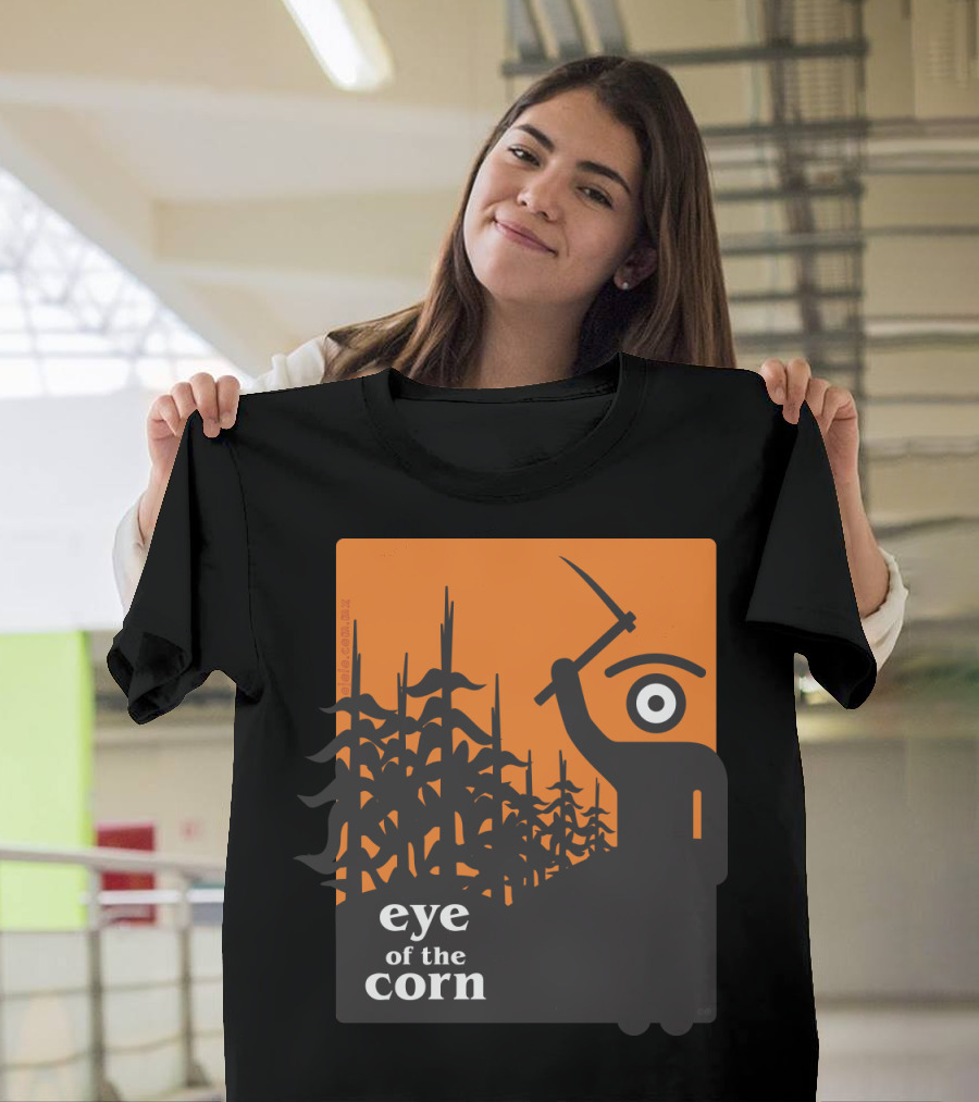 Eye of the Corn Sickle-Wielding Figure in Cornfield T-Shirt