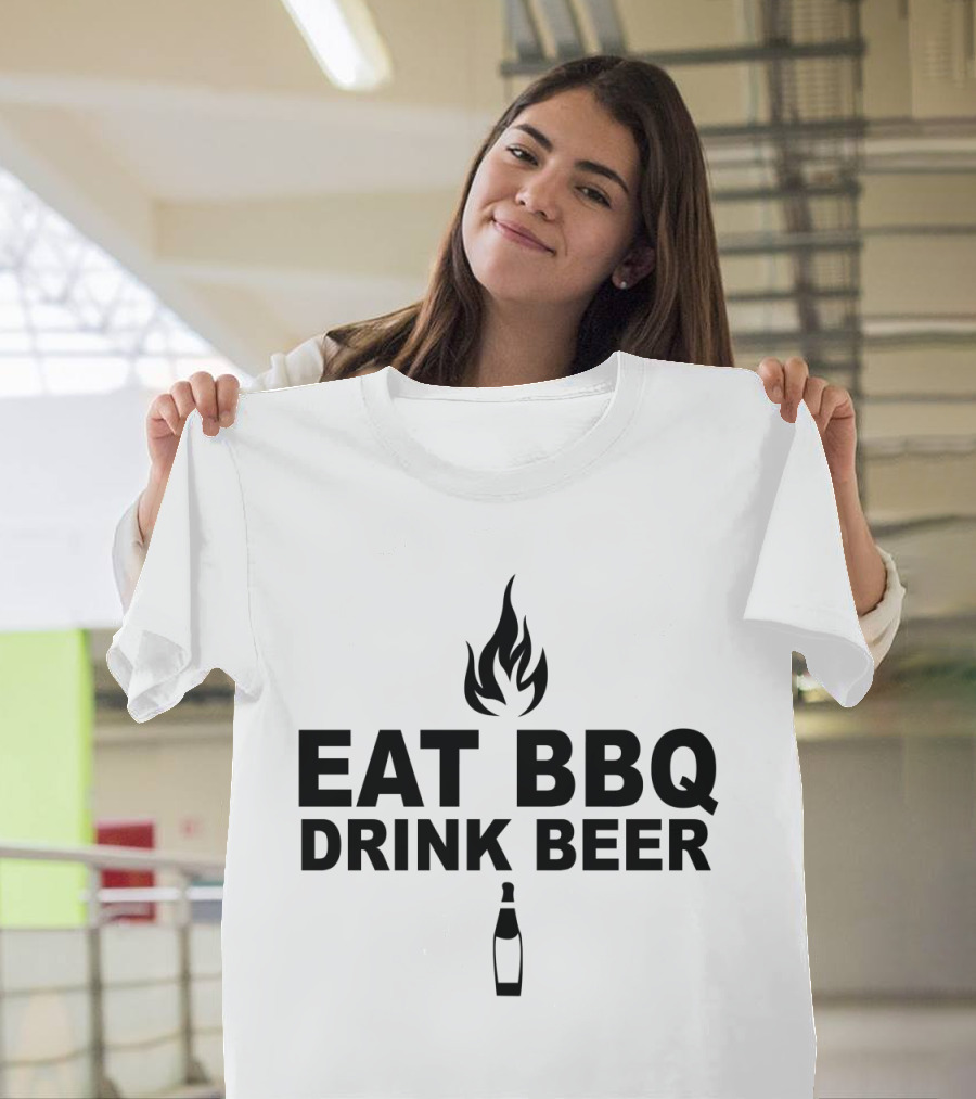 Eat BBQ Drink Beer Flame and Bottle T-Shirt