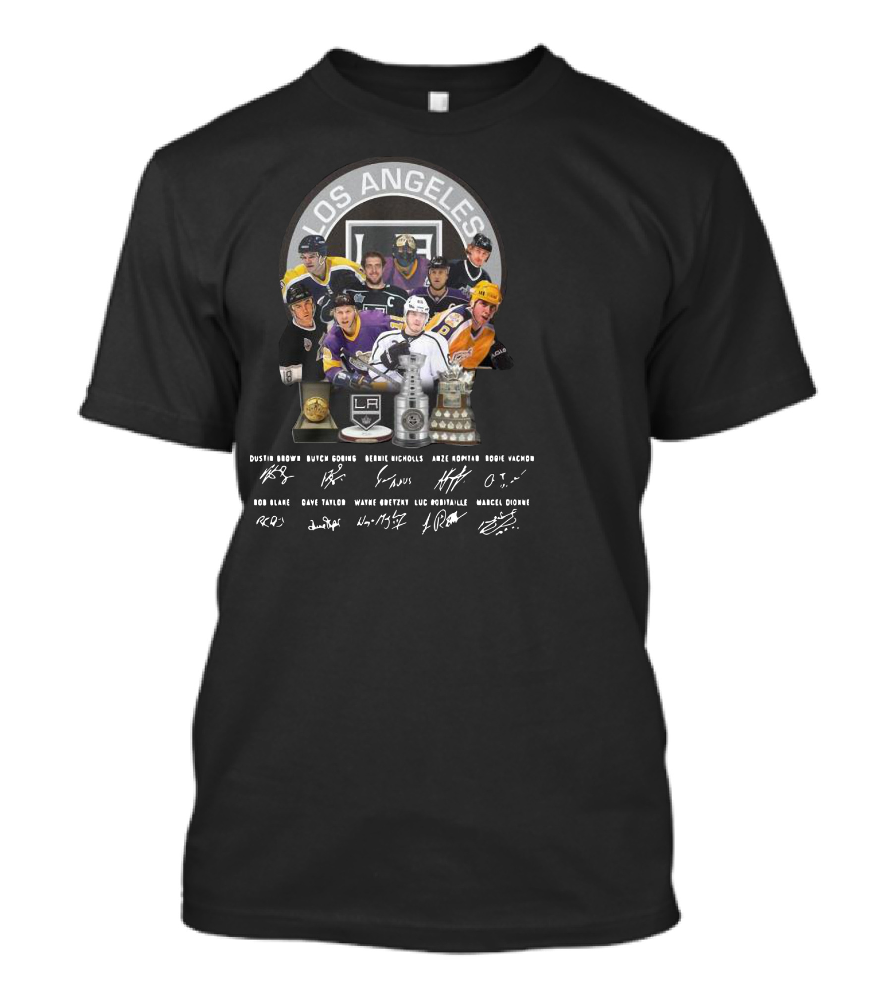 Los Angeles Kings Legends With Player Signatures And Iconic Hockey T-Shirt