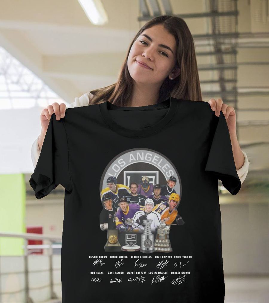Los Angeles Kings Legends With Player Signatures And Iconic Hockey T-Shirt