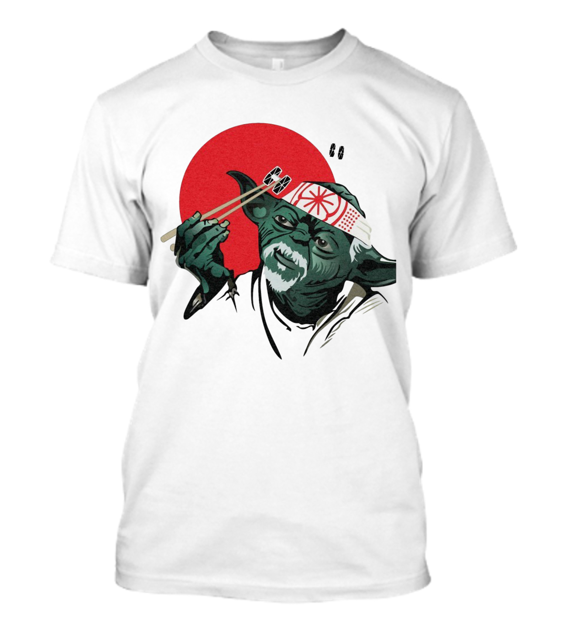 Master Yoda With Chopsticks Karate Kid Miyagi Headband Red Circle T-Shirt
