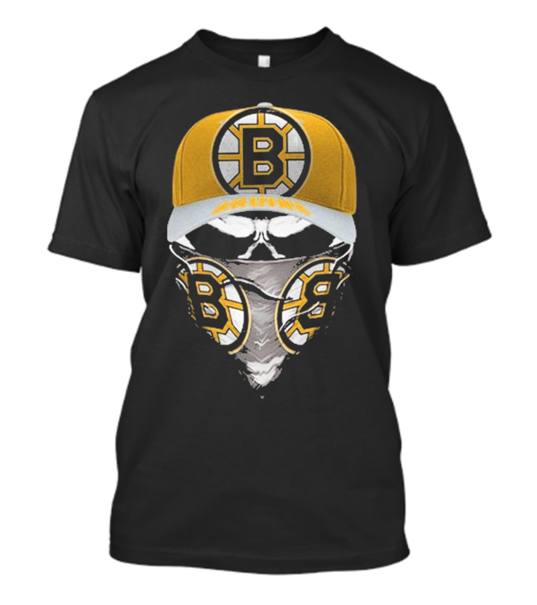 Boston Bruins Skull Mask And Hat T-Shirt