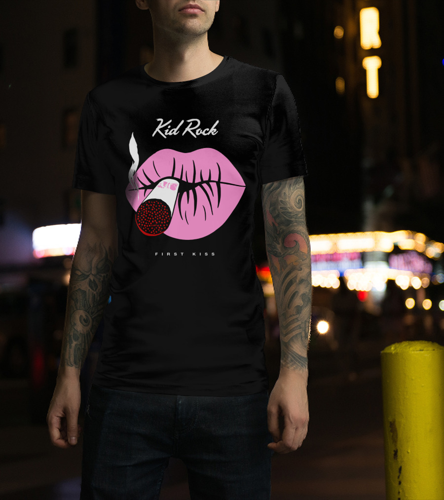 Kid Rock First Kiss Pink Lips With Cigarette Smoke T-Shirt