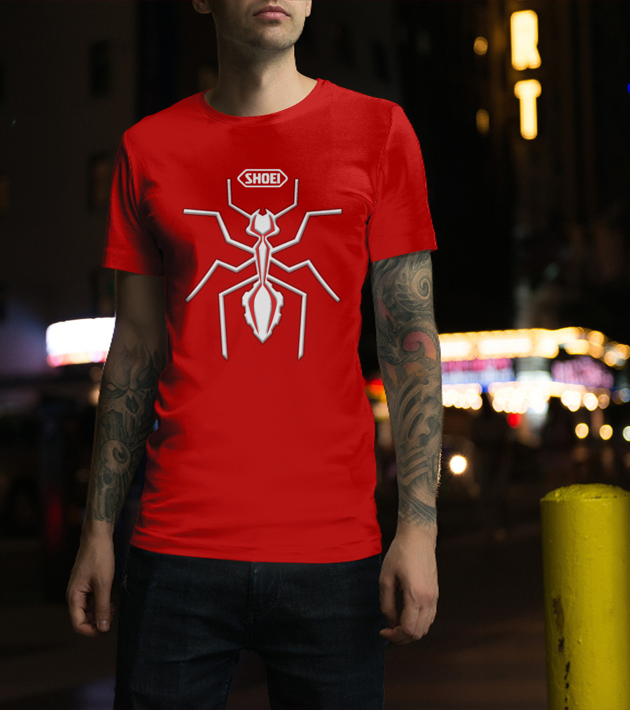 Shoei Logo Red With White Spider Outline T-Shirt