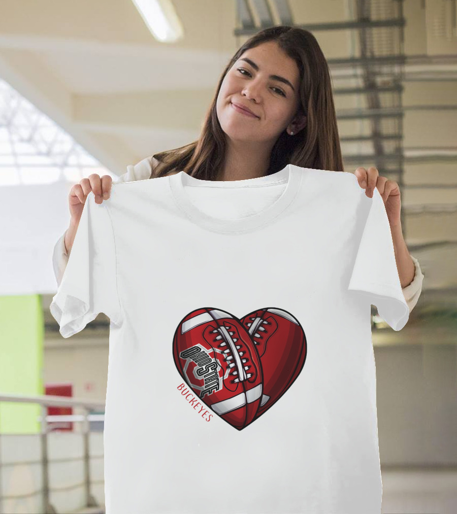 Ohio State Buckeyes Heart Football NCAA DH 90 T-Shirt