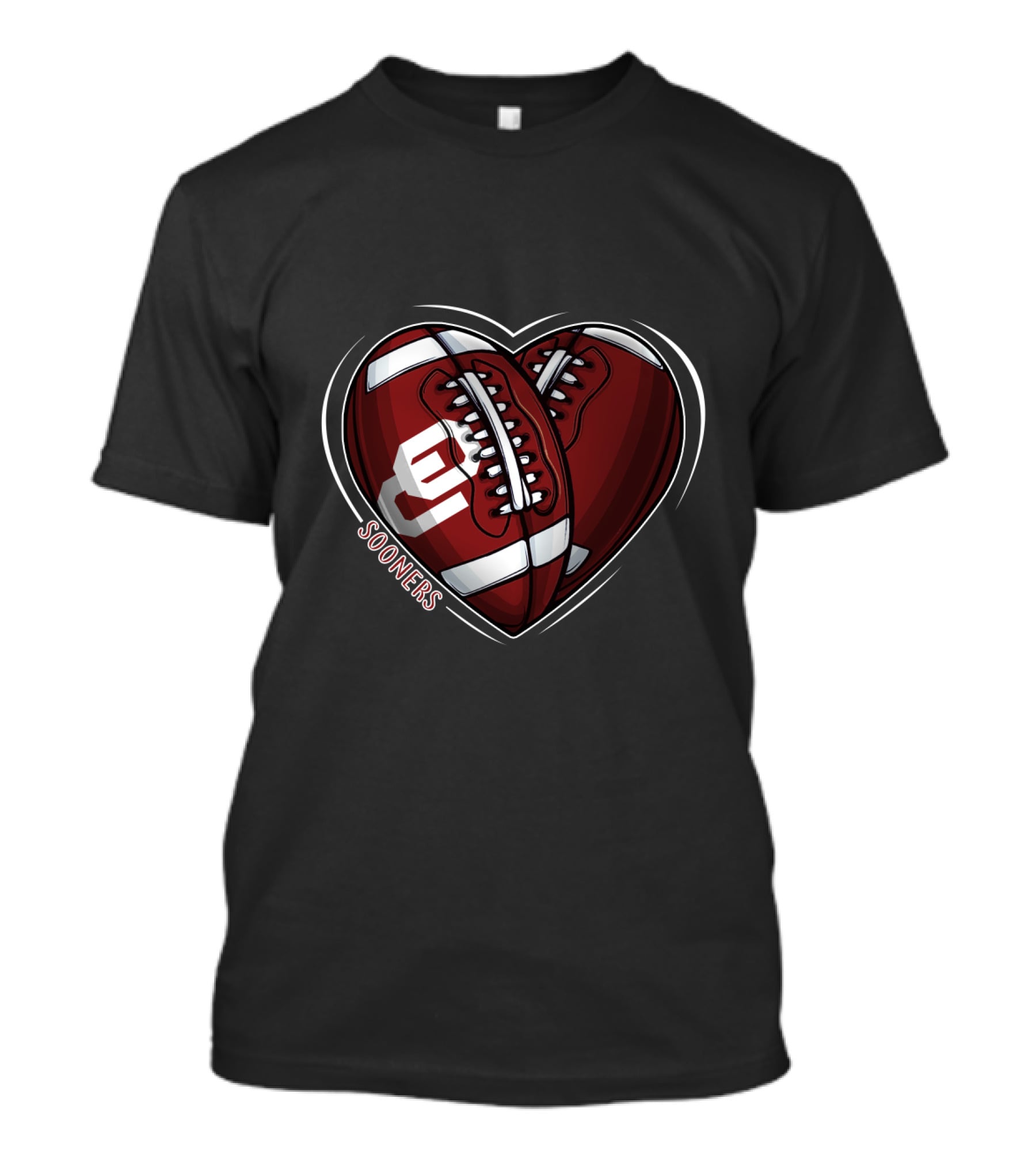 DH 90 NCAA Oklahoma Sooners Heart Football T-Shirt