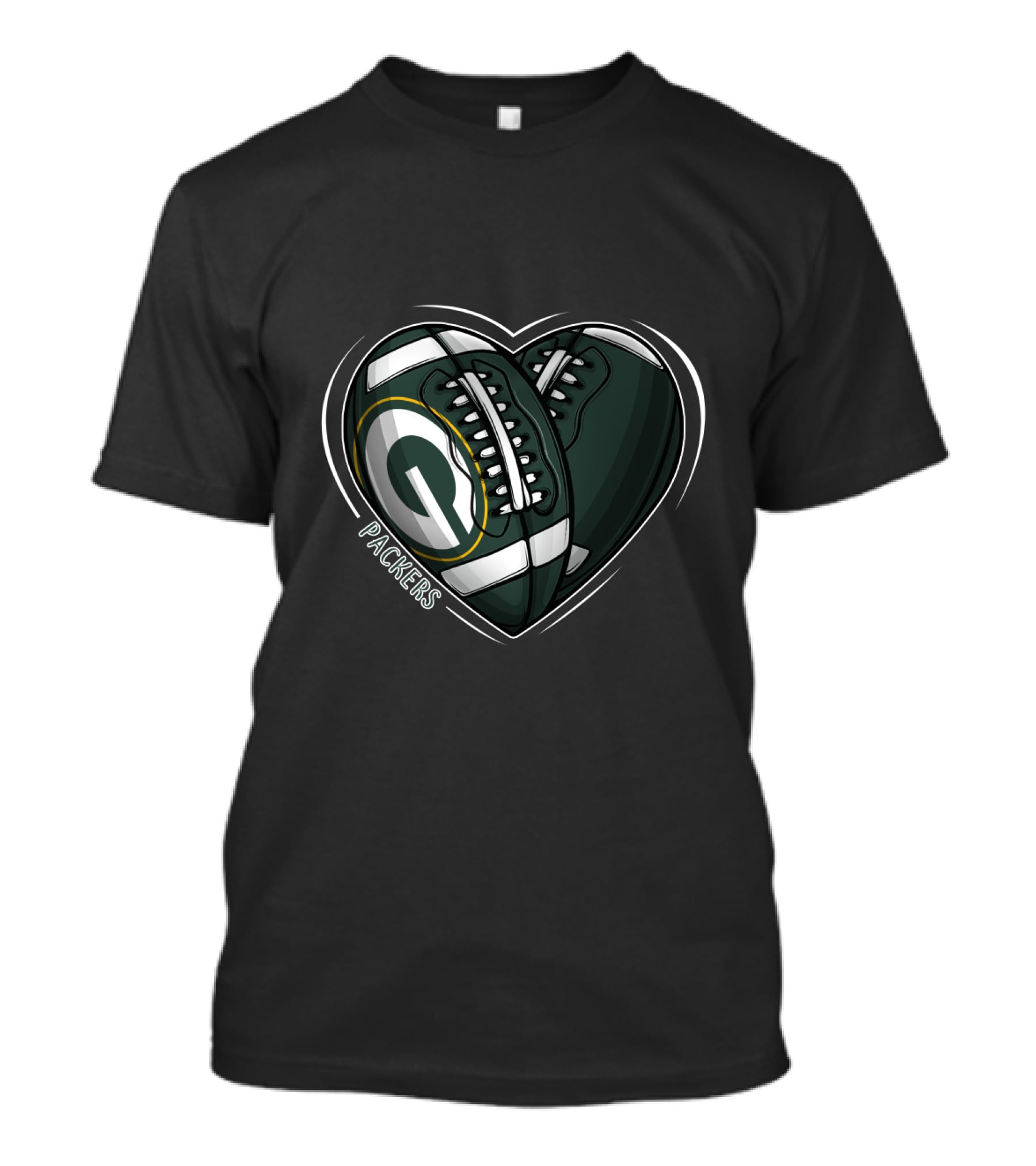 Packers Heart Football Shoes DH 90 NFL Green Bay T-Shirt