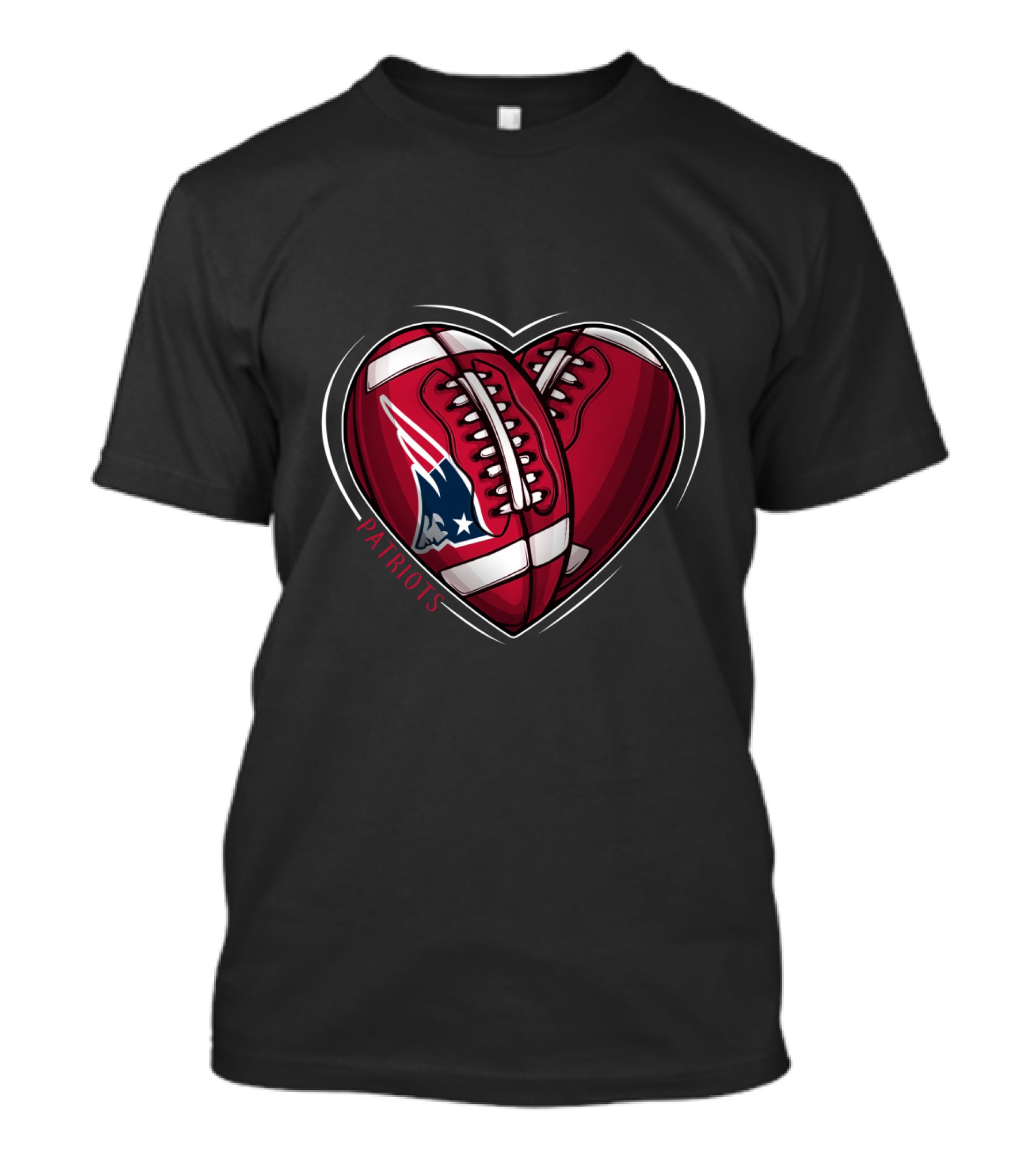 DH 90 NFL New England Patriots Heart Football Patriots T-Shirt