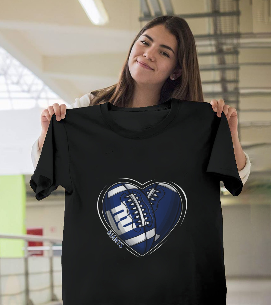 DH 90 NFL New York Giants Football Heart T-Shirt