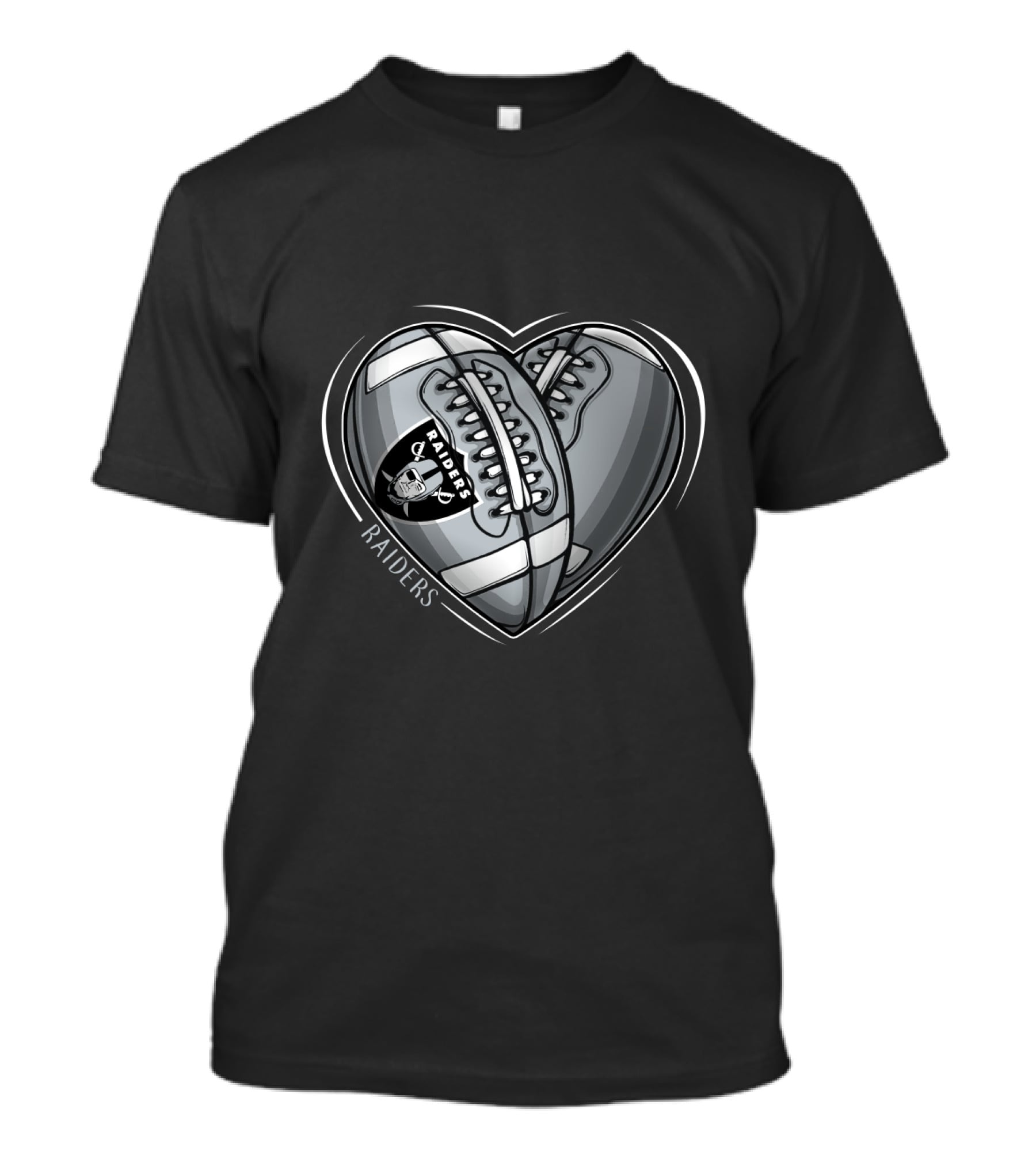 Raiders Heart Football Graphic DH 90 NFL Oakland Raiders T-Shirt