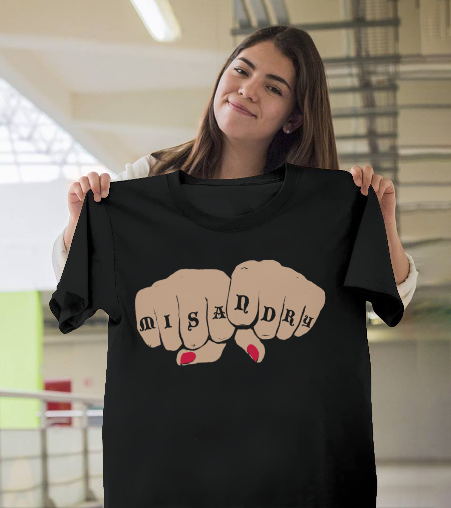 Misandry Tattooed Fist Design Red Nails T-Shirt