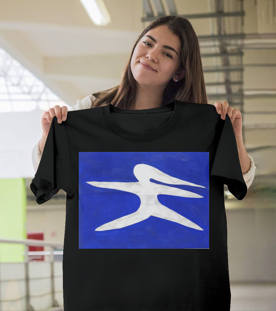 Silhouette of Girl in the Clouds on Vibrant Blue T-Shirt