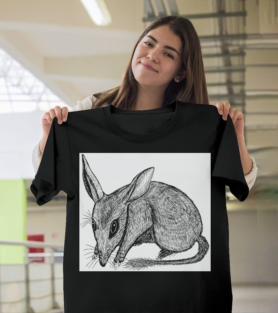 Bilby1 Black and White Line Art Intricate T-Shirt