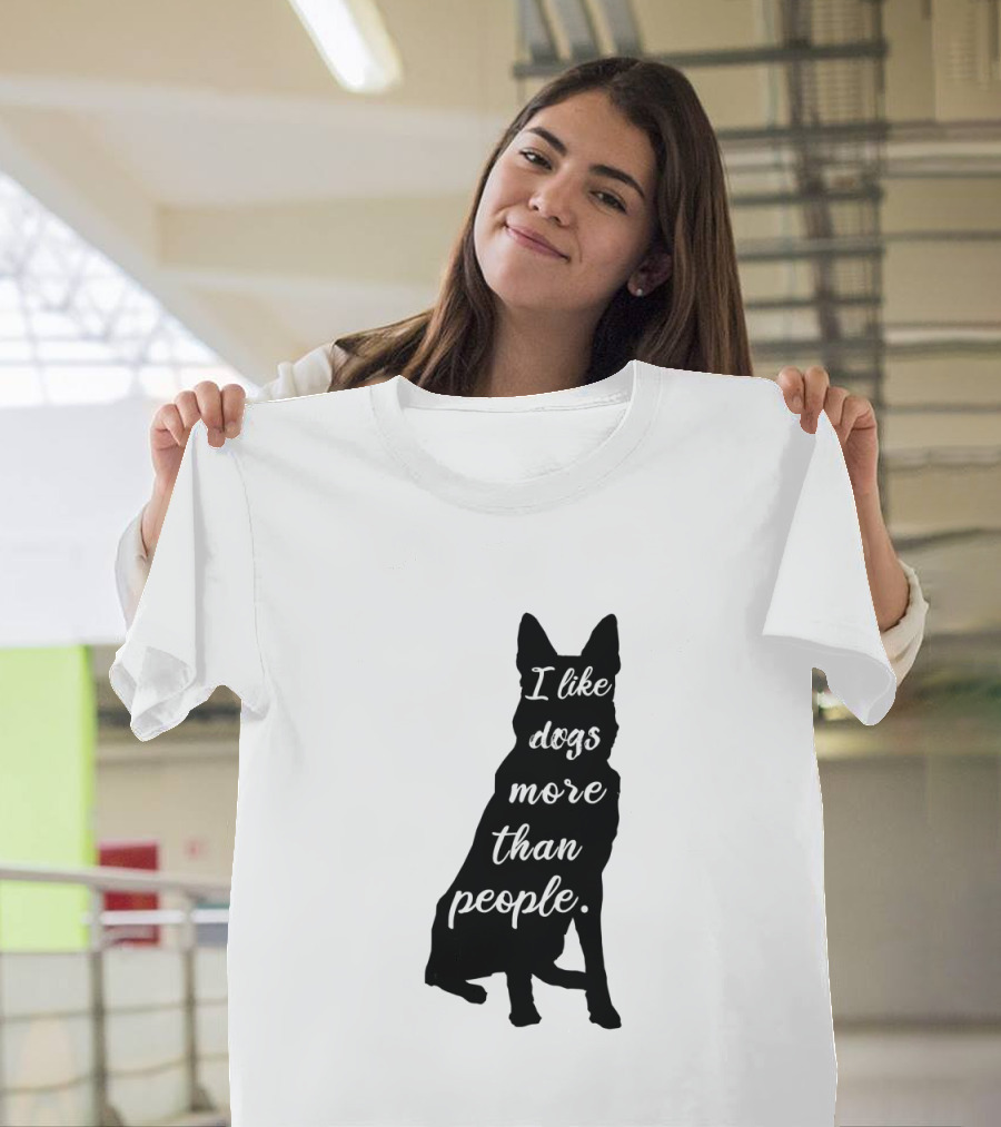 German Shepherds Silhouette I Like Dogs More Than People T-Shirt