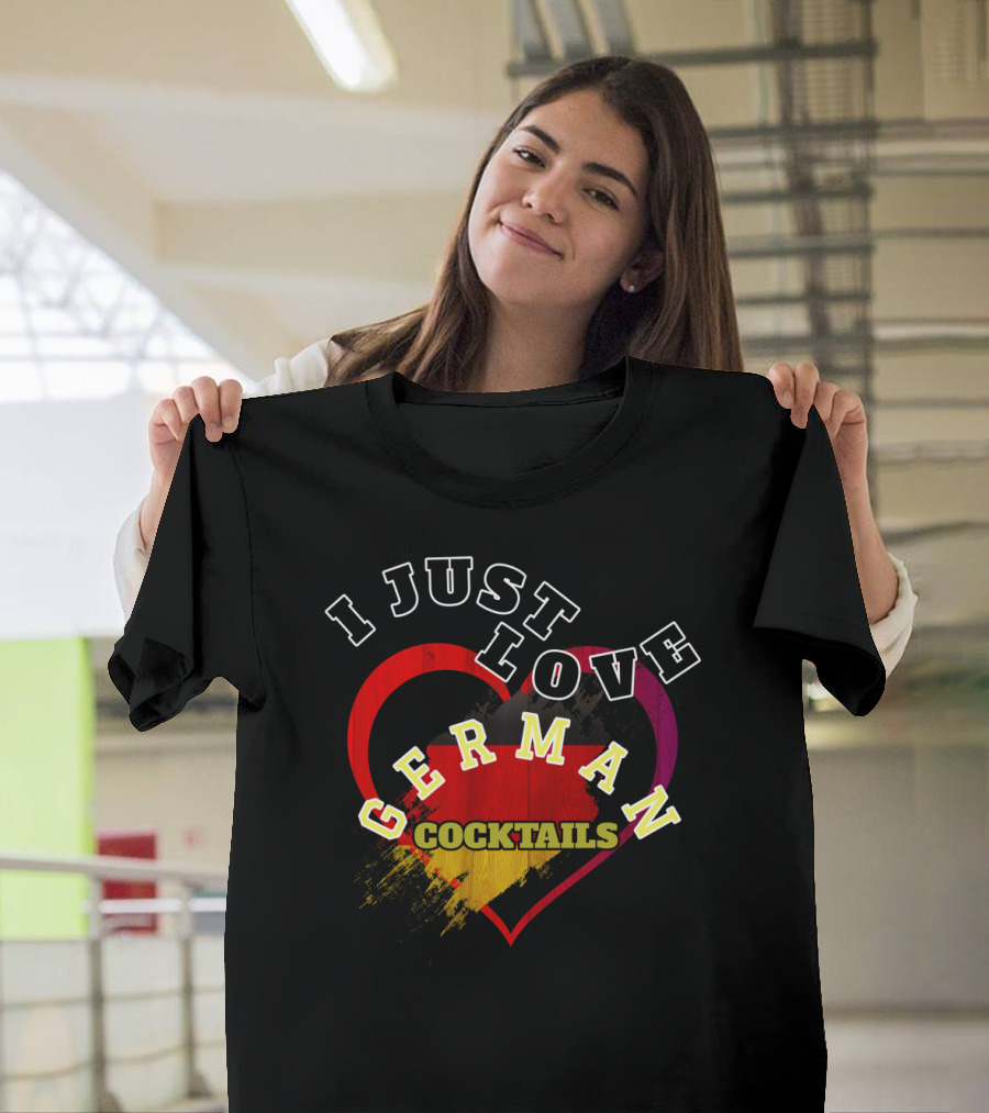Heart-Shaped I Just Love German Cocktails Design with Flag Colors T-Shirt