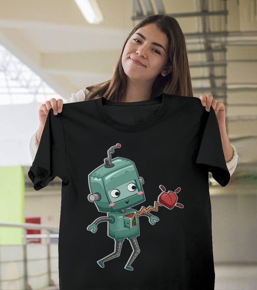 Robot Magnet Heart I Magnet U Male T-Shirt