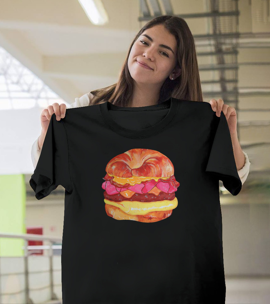 Croissanwich Art Sandwich Enhanced Breakfast Meat Cheese T-Shirt