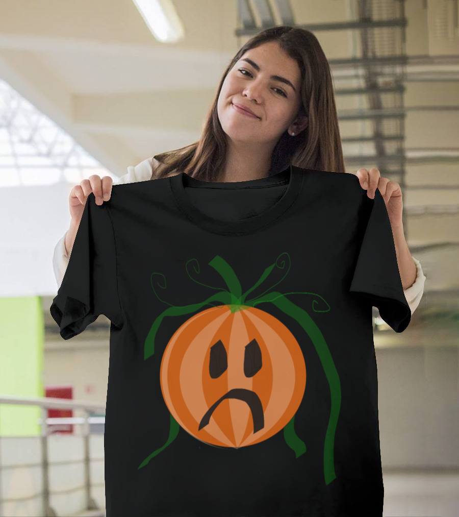 Sad Pumpkin With Green Vines Decoration T-Shirt