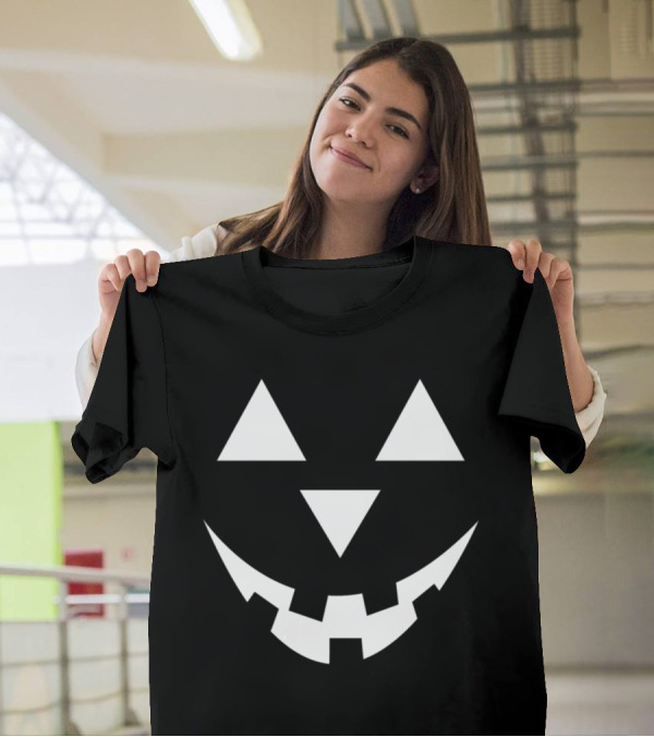 Pumpkin Face Halloween White Jack O'Lantern Smile T-Shirt